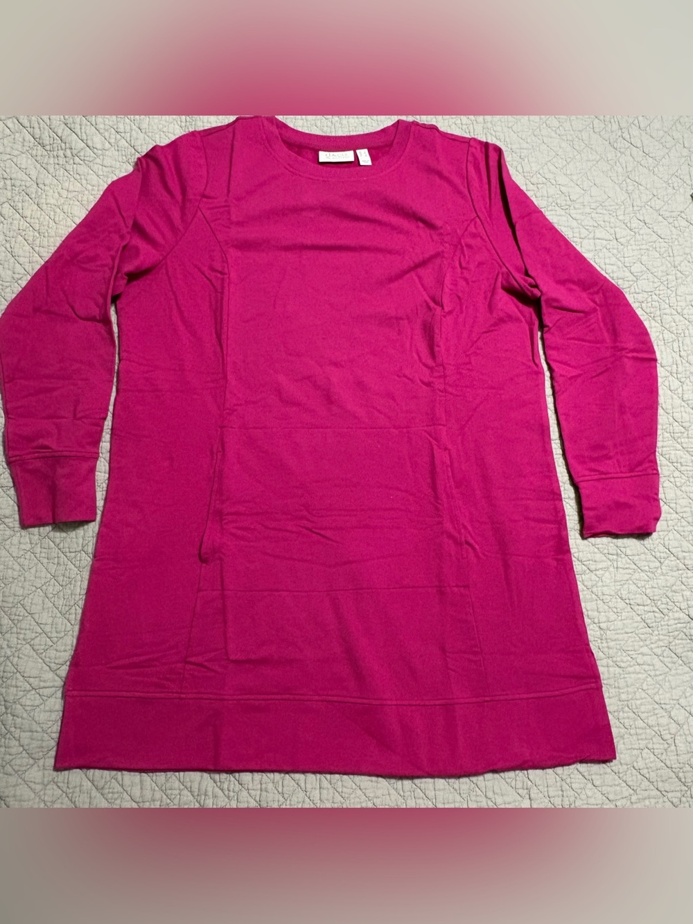 D&Co. Active Tunic Shirt Knit Round Neck Women’s Large Fuchsia NWOT Denim & Co